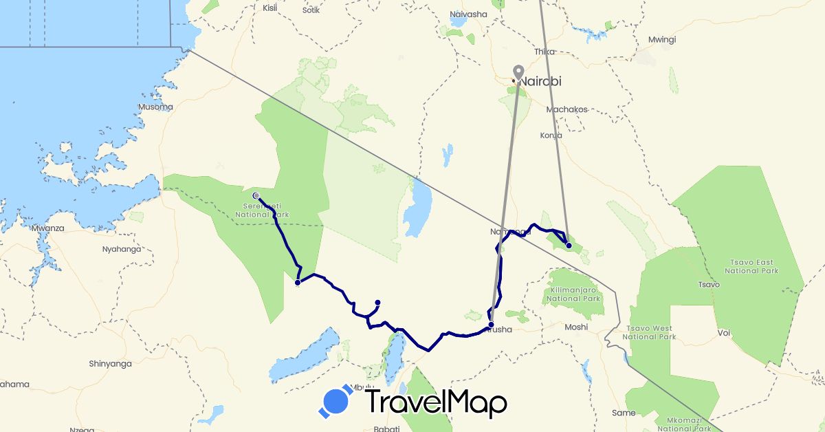 TravelMap itinerary: driving, plane